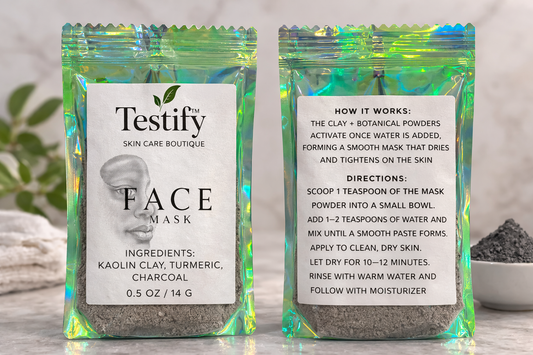 Detox Clay Face Mask – Kaolin, Turmeric & Charcoal | Testify Skin Care Boutique