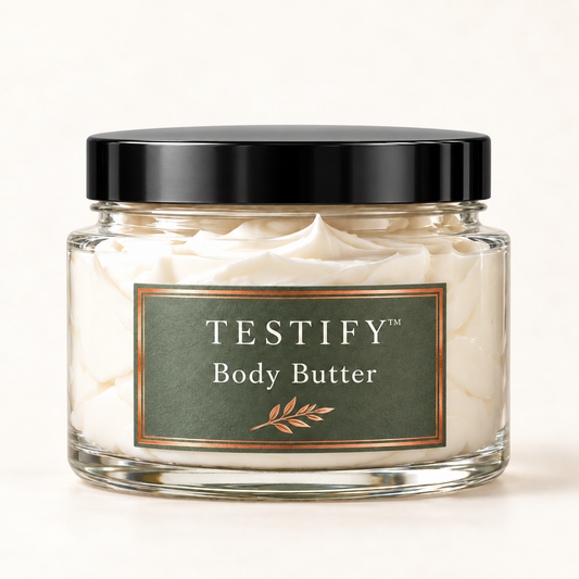 Testify body butter product front with black top