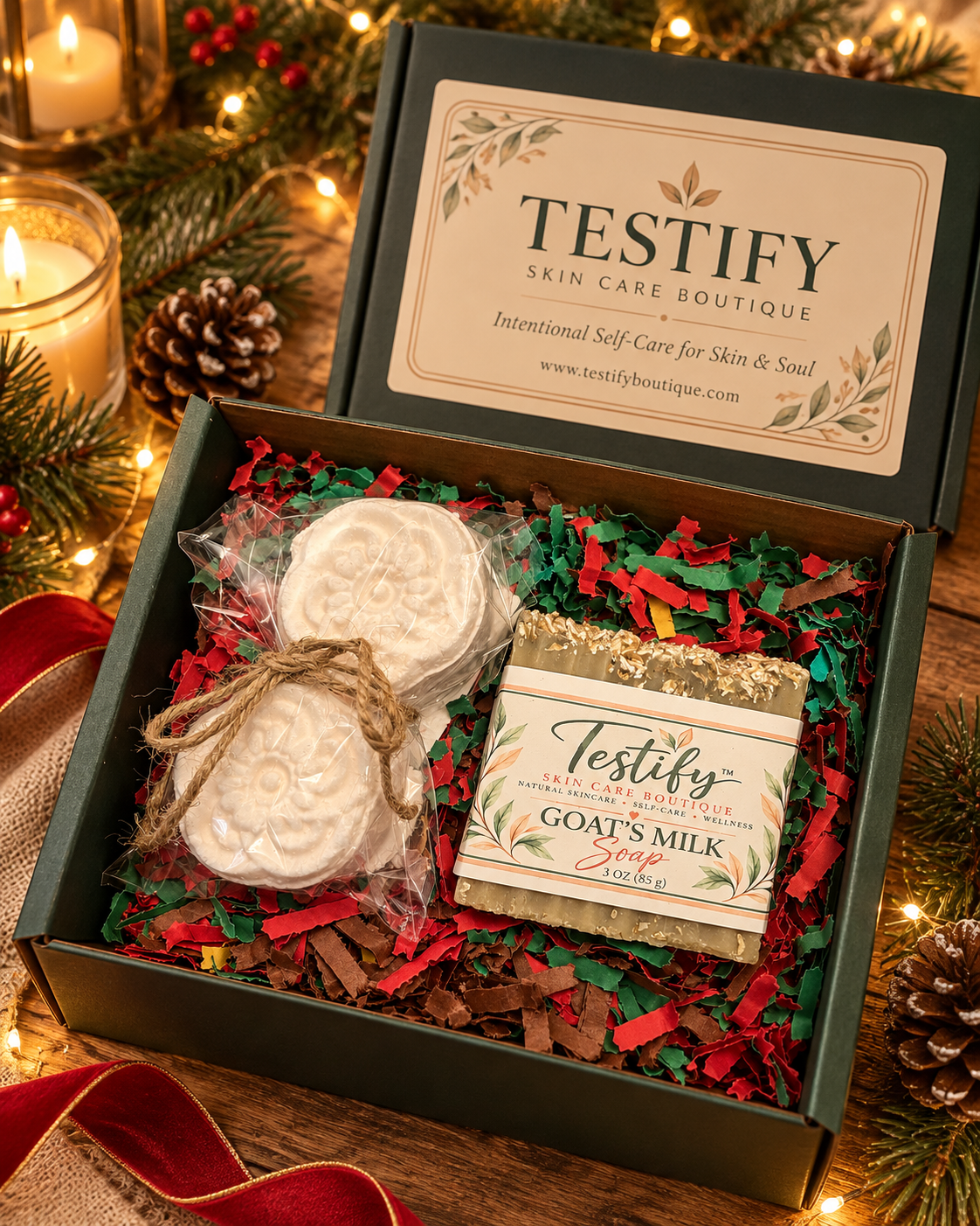 Testify holiday goat's milk soap gift set